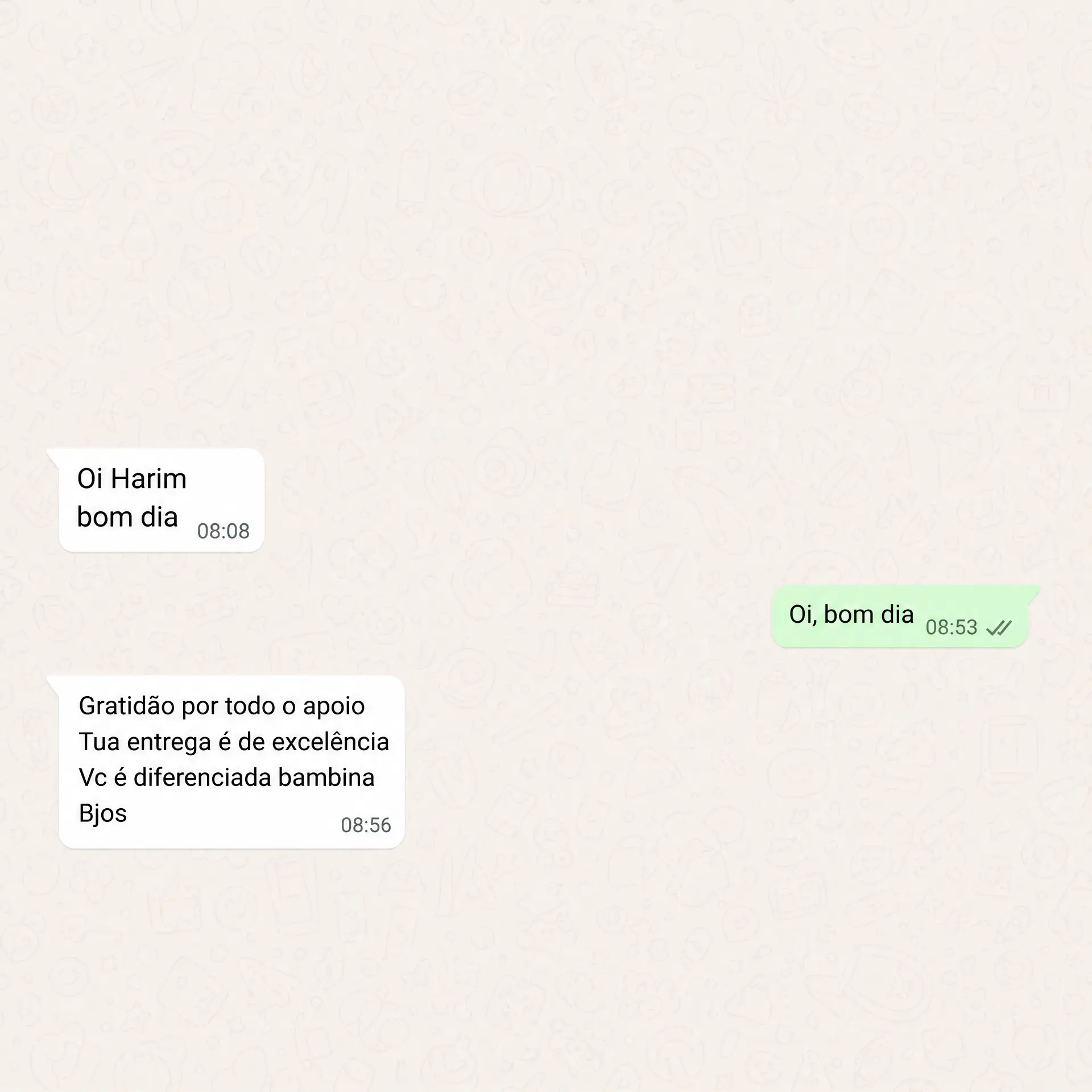 Depoimento 2 de cliente da Harim Sports Travel recebido por WhatsApp